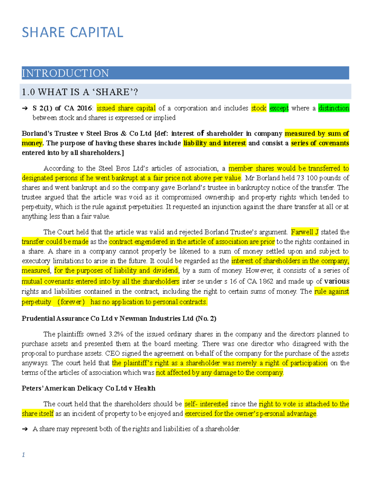 Chapter 4: Share Capital (stock and share) - SHARE CAPITAL INTRODUCTION ...