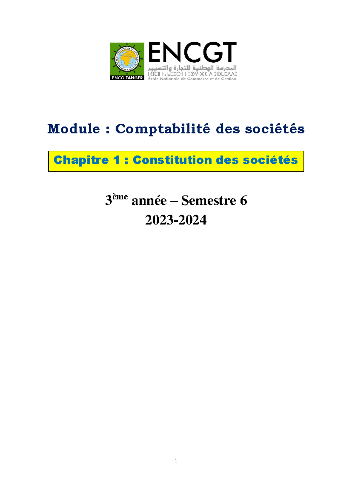 Chapitre 1 - Constitution Des Soci Ã©️t Ã©️s Commerciales - Module ...