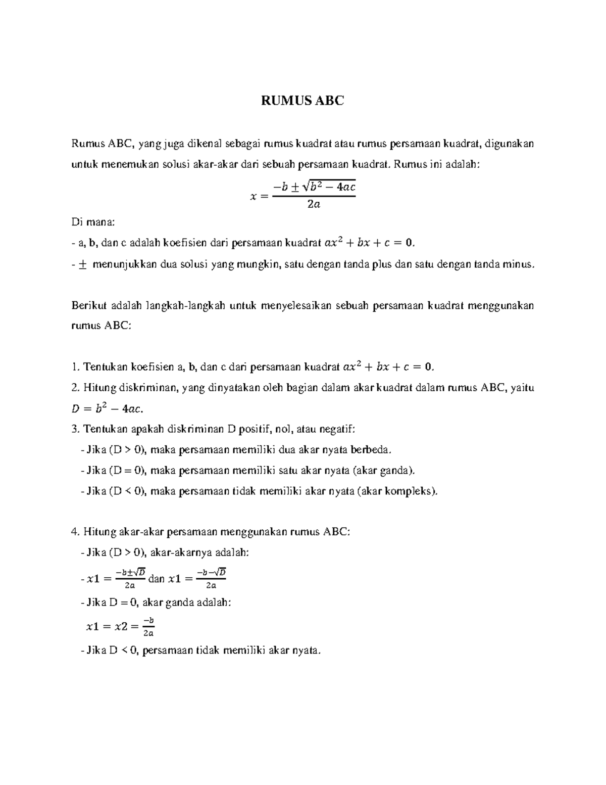 Pembahasan Rumus ABC - RUMUS ABC Rumus ABC, yang juga dikenal sebagai ...