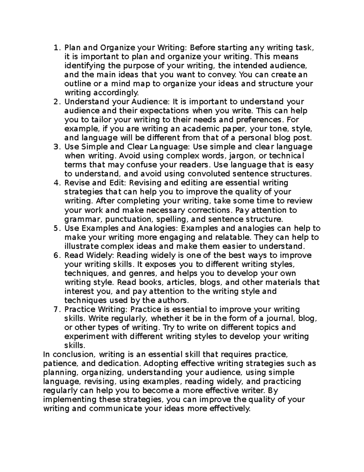 Strategic - Helpful notes. - Plan and Organize your Writing: Before ...