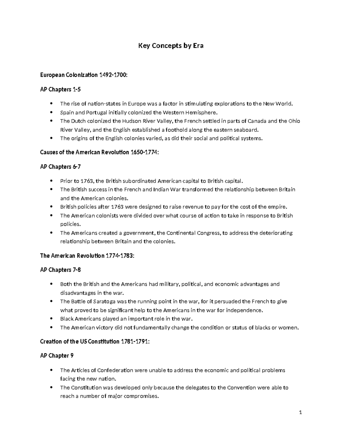 Key Concepts by Era - Key Concepts by Era European Colonization 1492 ...