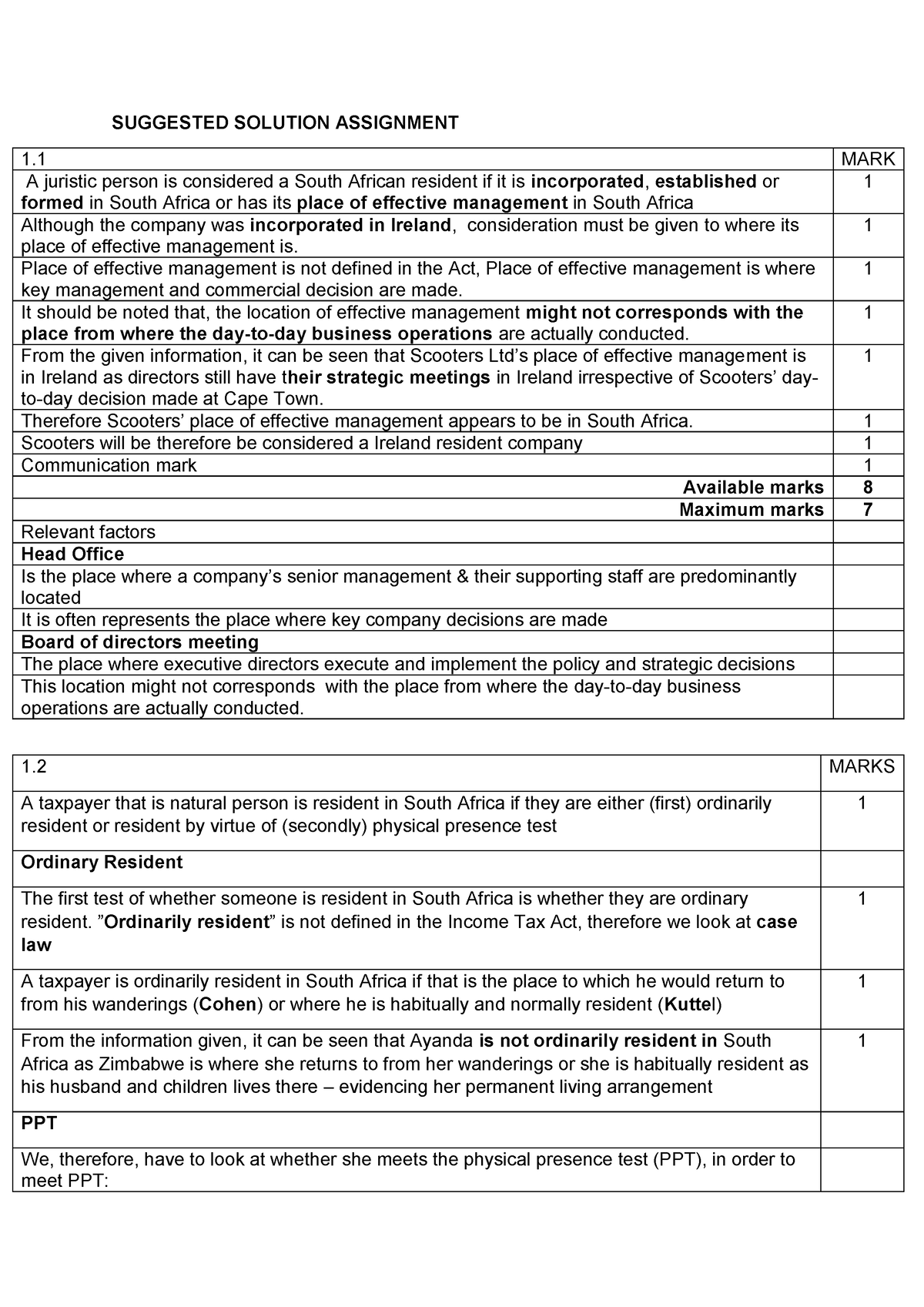 Suggested Solution Assignment - SUGGESTED SOLUTION ASSIGNMENT 1 MARK A ...