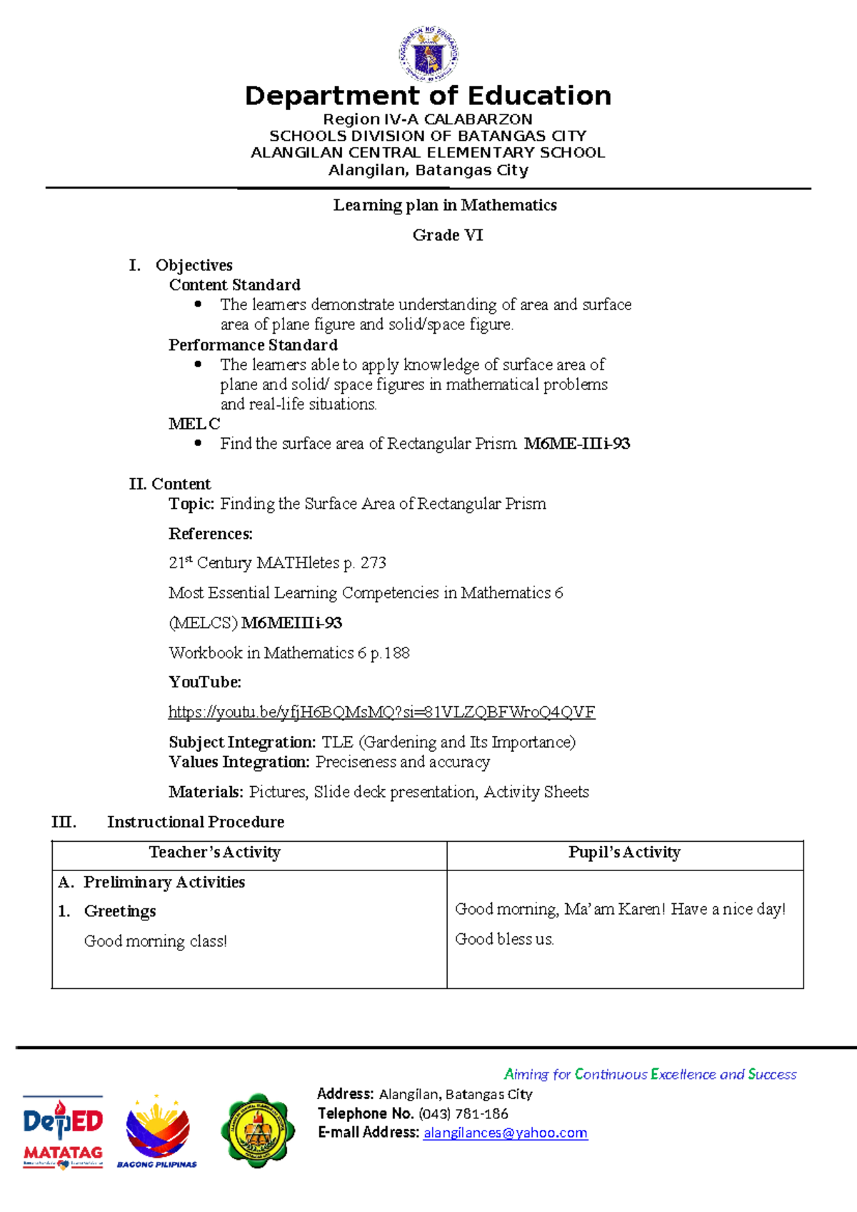 Local-DEMO- Irish - lesson plan - Region IV-A CALABARZON SCHOOLS ...