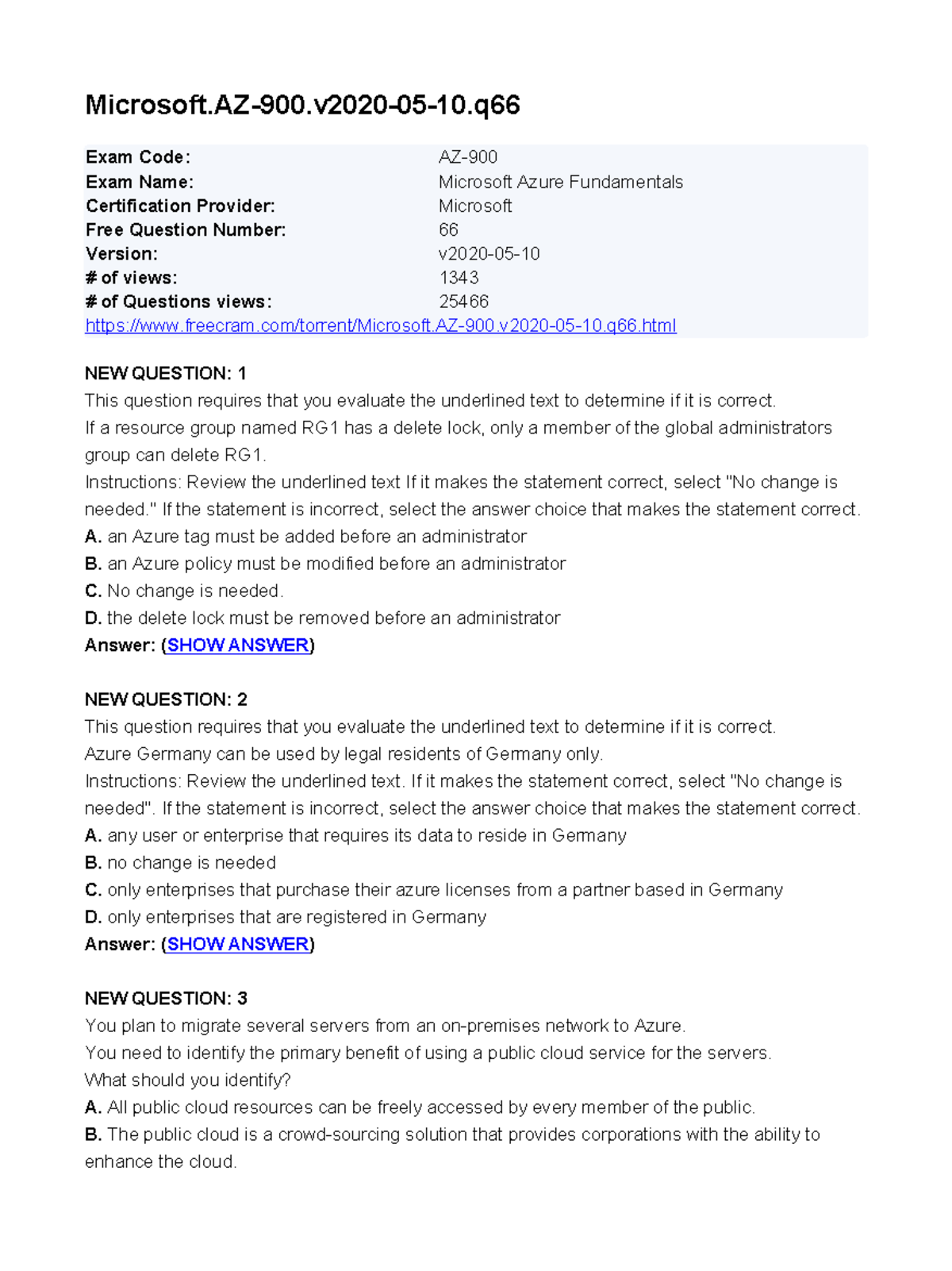 Microsoft.AZ-900 - Az900 pass examp prep - Microsoft.AZ-900.v2020-05-10 ...