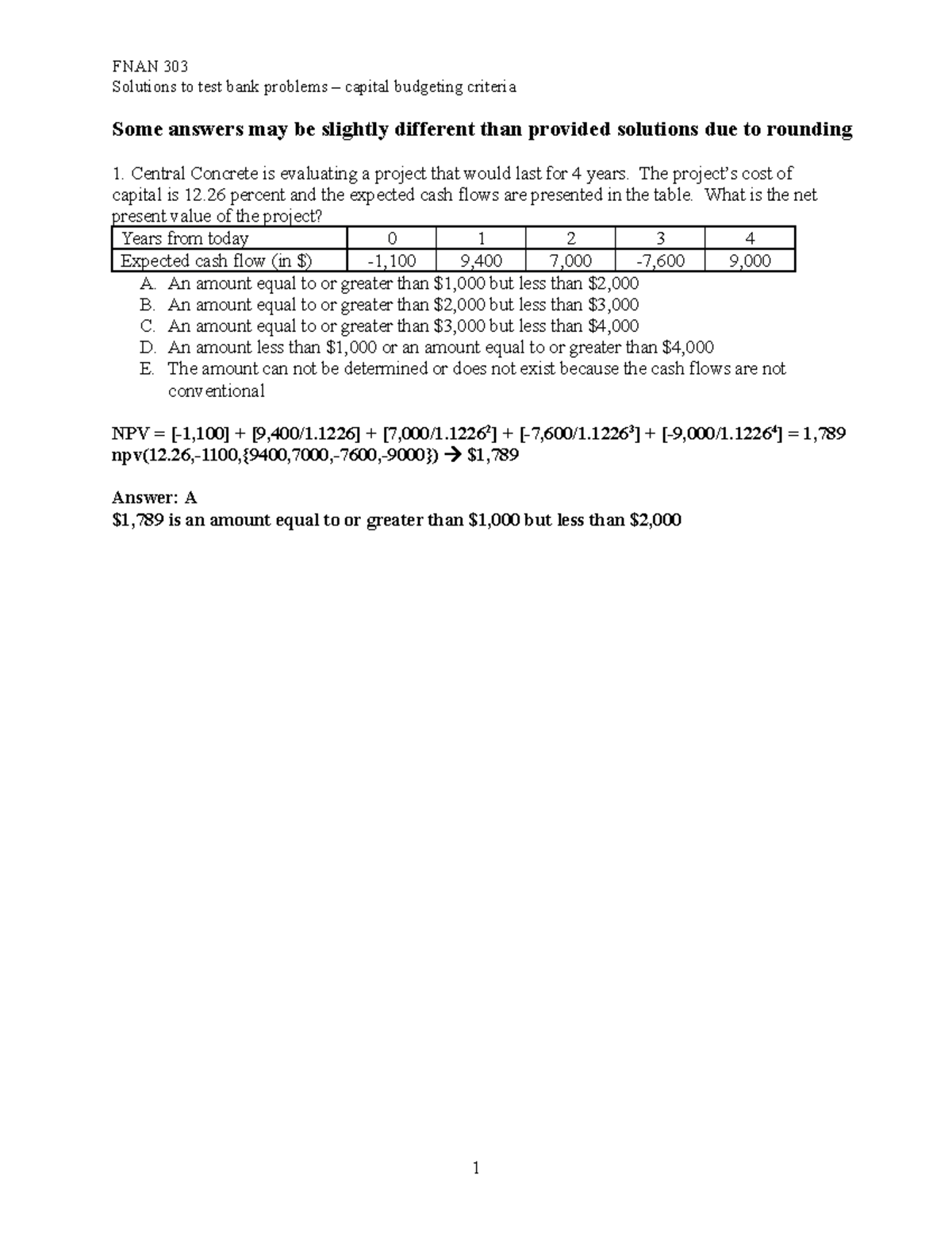 06 capital budgeting criteria test bank problems solutions FNAN 303 Solutions to test bank