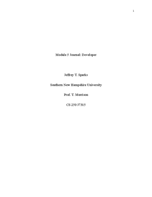 Module 4 Journal - Tester Jeffrey Sparks - 1 Module 4-3 Journal: Tester ...