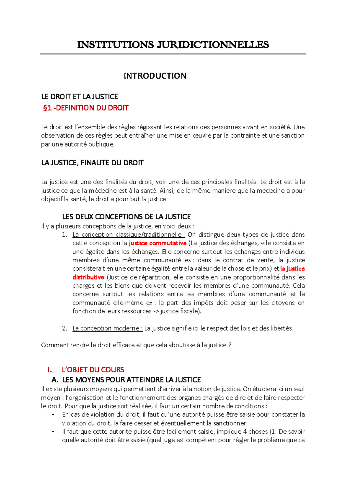 Instititutions Juridictionnelles - INSTITUTIONS JURIDICTIONNELLES ...