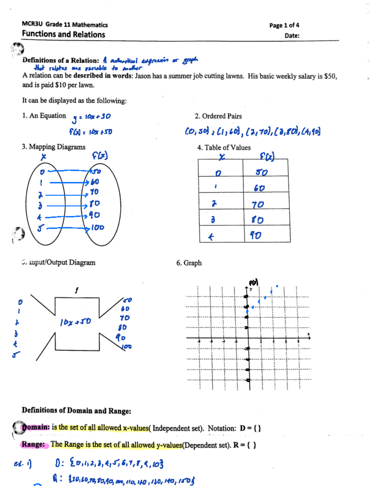 3-1 Intro to Functions Copy - Studocu