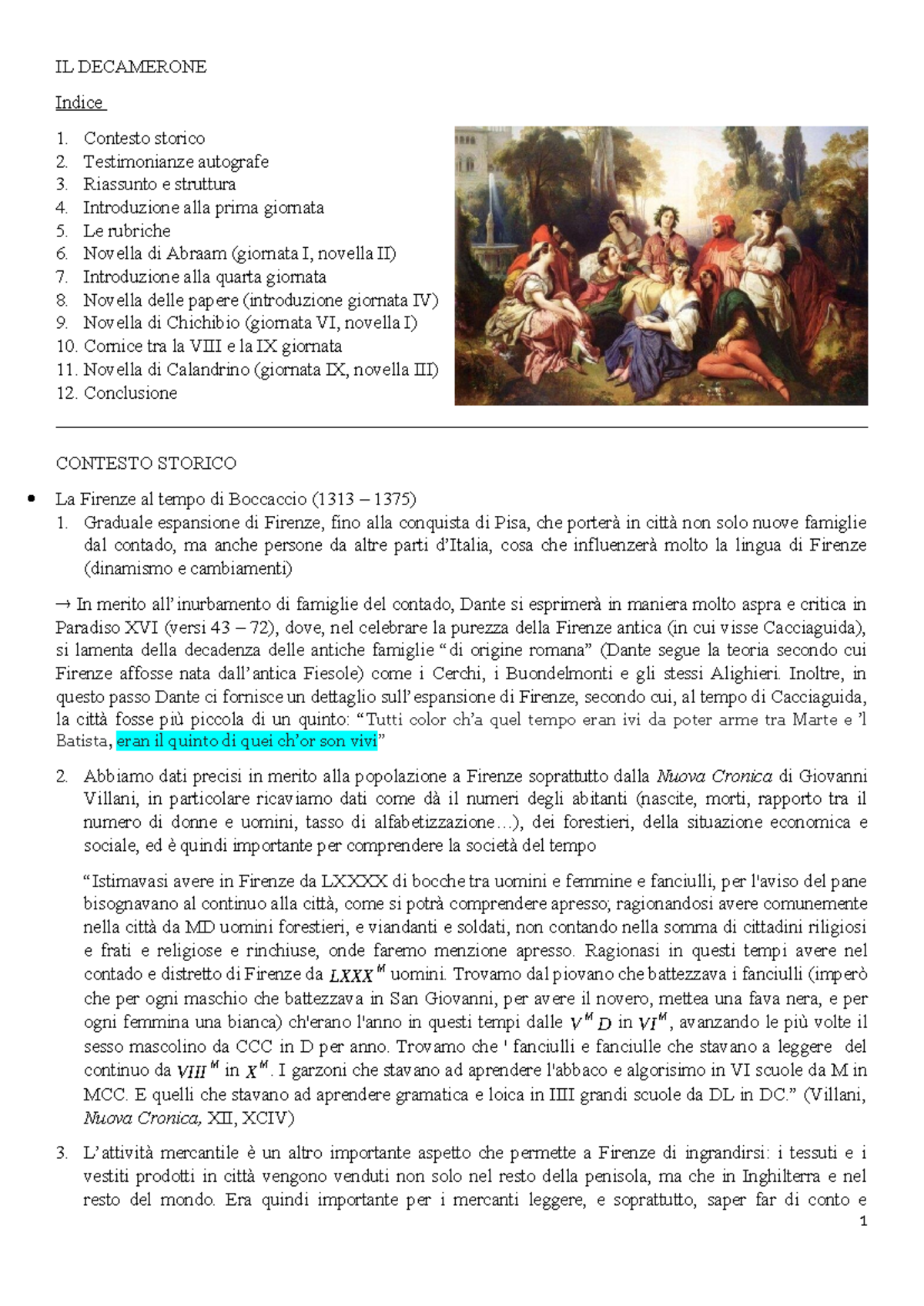 Decamerone, Giovanni Boccaccio - IL DECAMERONE Indice Contesto storico ...