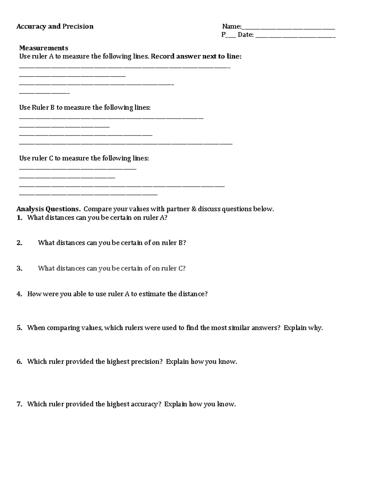 Accuracy+%26+Precision+Worksheet - P____ Date