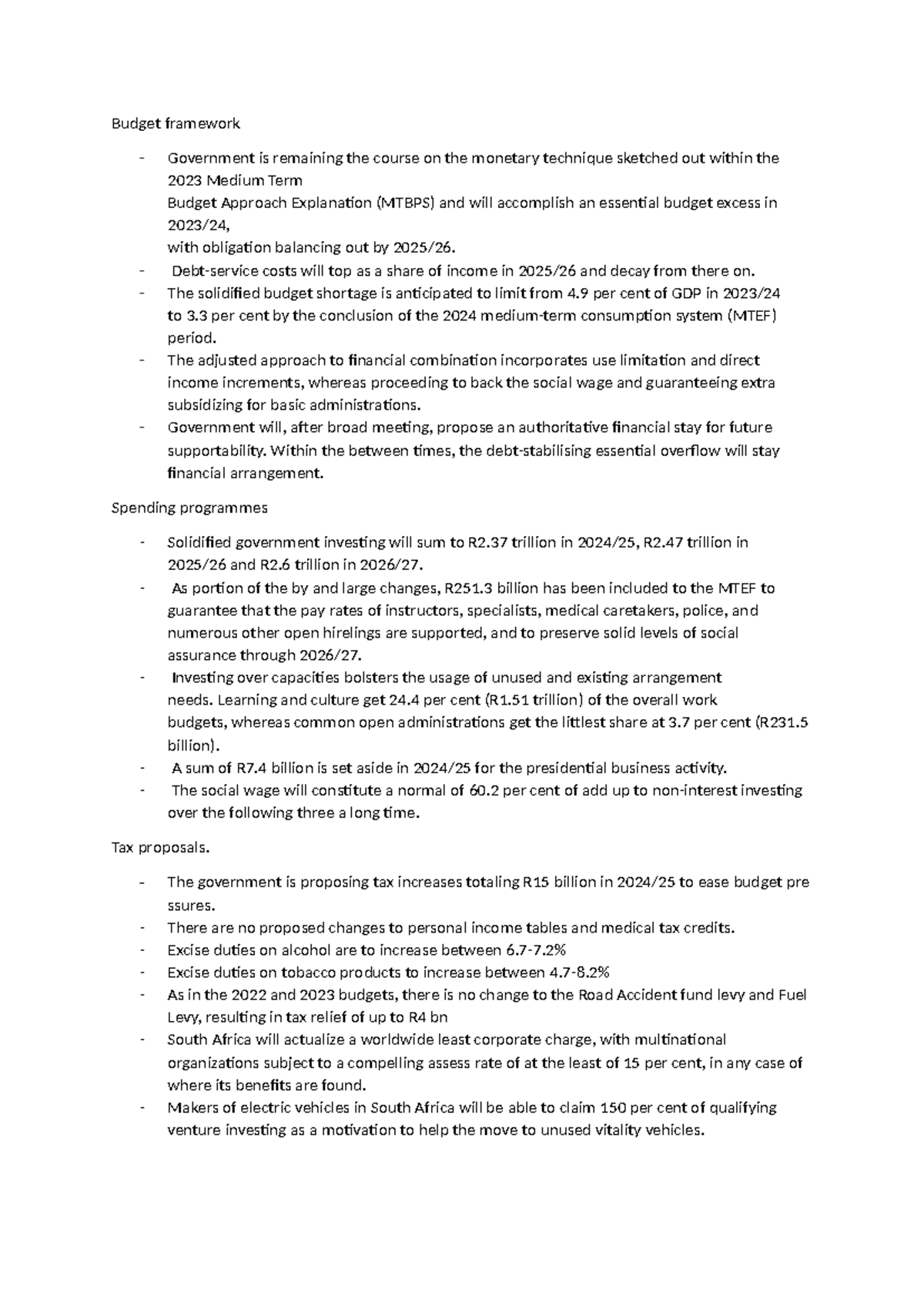 Budget framework - Summary Basic Micro-Economics / Basiese Mikro ...