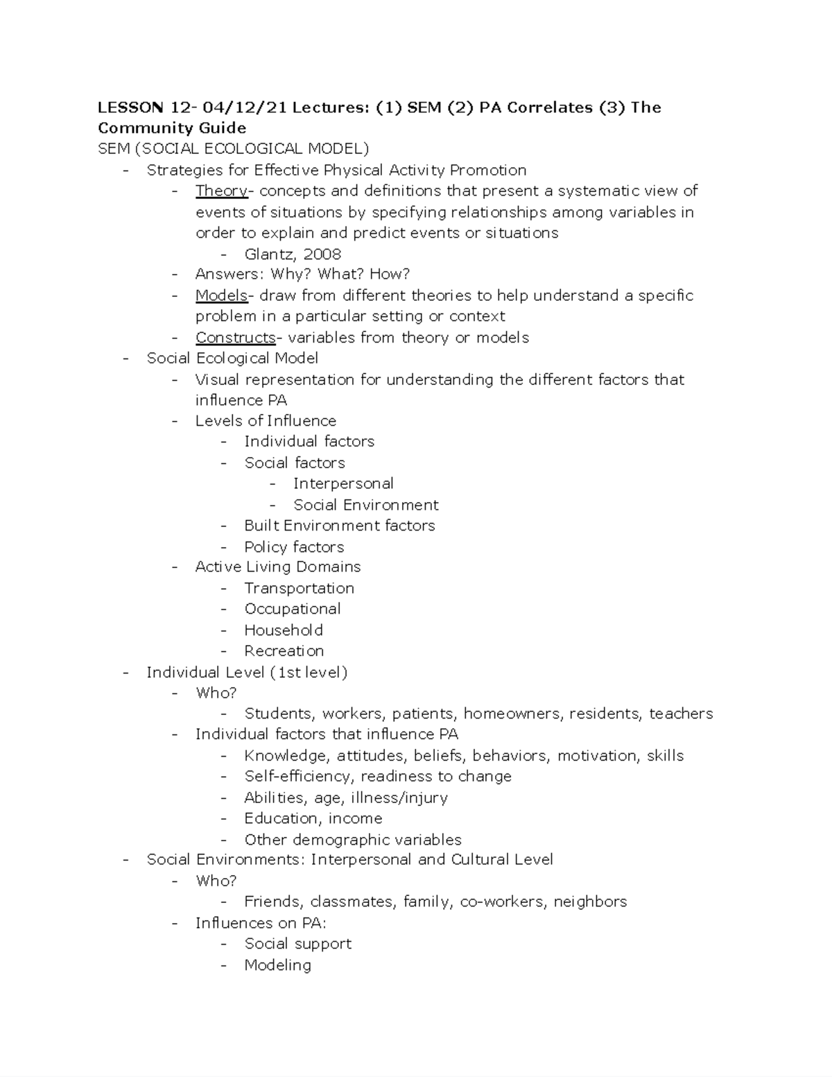 PA and Health Lesson 12 (lecture notes) - Google Docs to pdf - LESSON ...