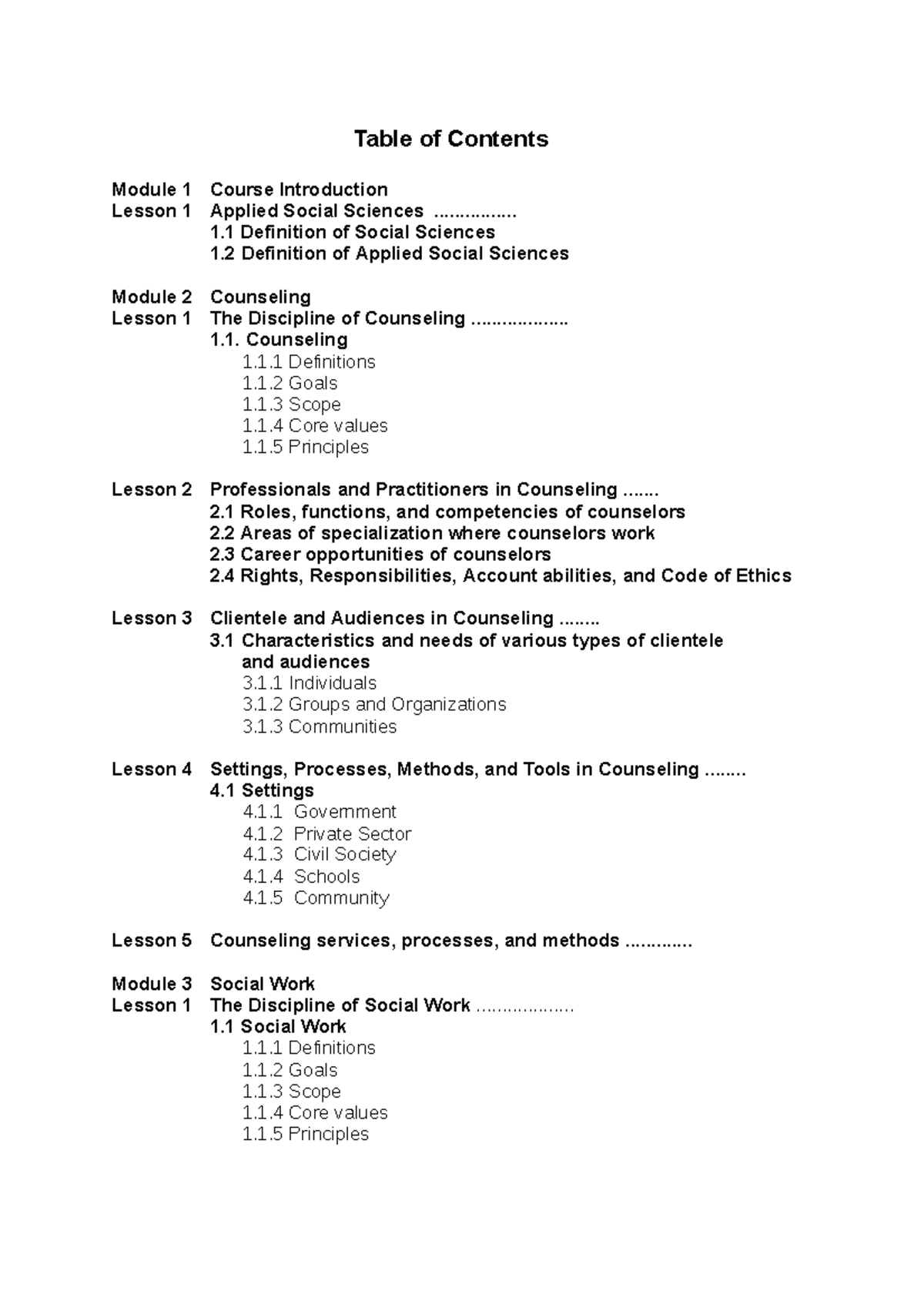 Lecture Notes Lesson 1 Socsci vs Applied Socsci - Table of Contents ...