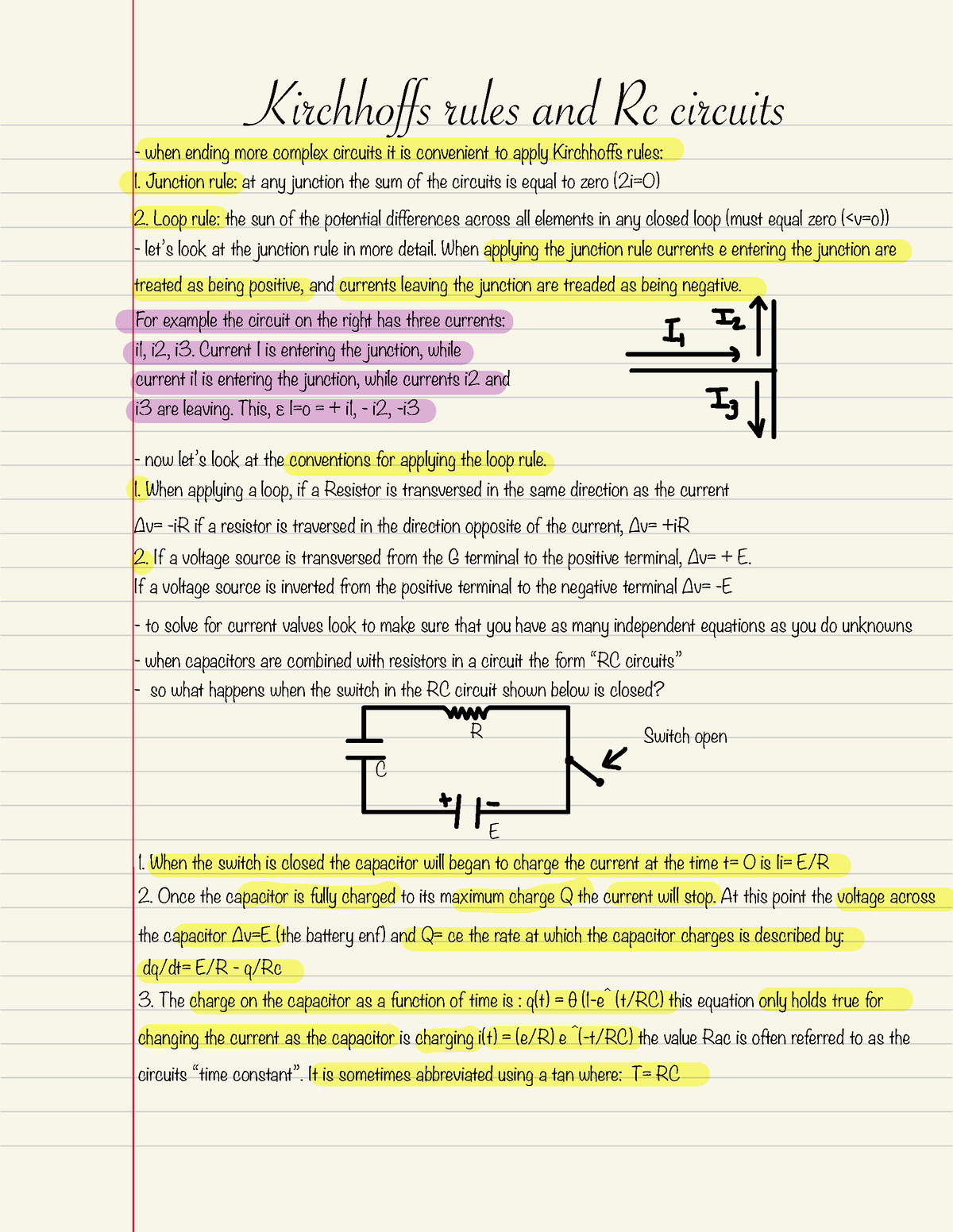 Ch 9. Kirchhoffs rules and Rc circuits - Kirchhoffs rules and Rc circuits  when ending more complex - Studocu