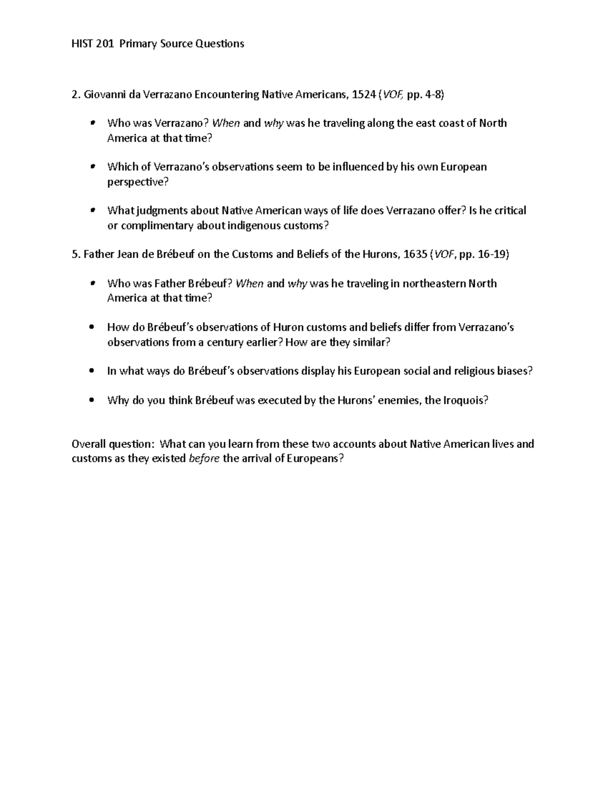 Questions for Documents for America Before European Contact - HIST 201 ...