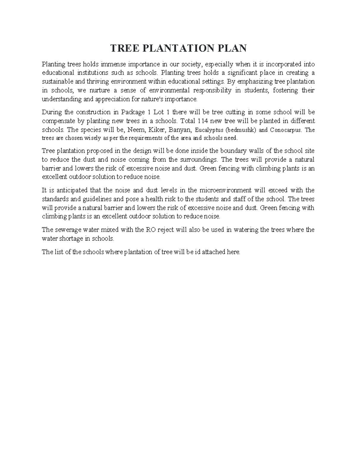 Final Tree Plantation Plan Lot 1 - TREE PLANTATION PLAN Planting trees ...