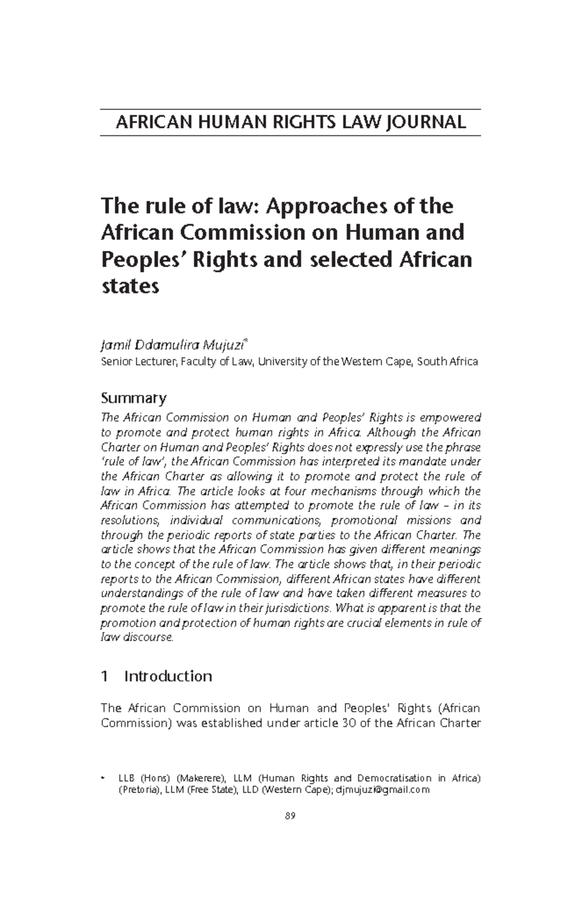 05 2 Summary Journal African Human Rights Law Journal The Rule Of