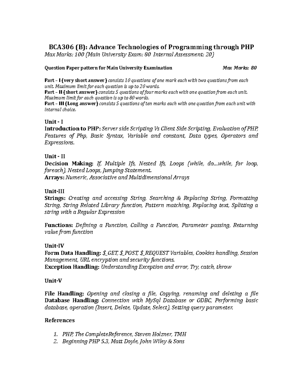 PHP Notes for rajasthan university examinations - BCA306 (B): Advance ...