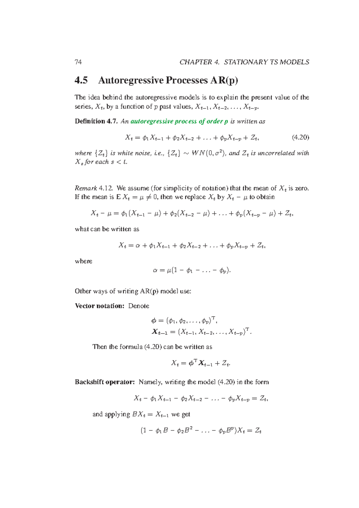 TS Chapter 4 5 - 74 CHAPTER 4. STATIONARY TS MODELS 4 Autoregressive ...