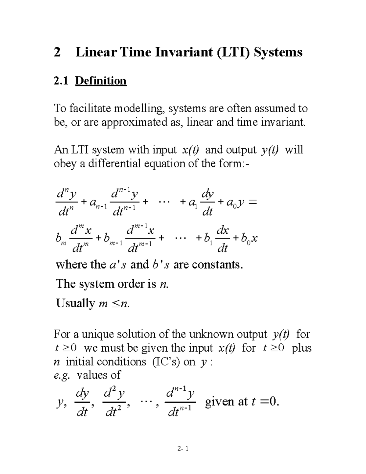 B EG144 Sec 02 LTI Systems - 2 Linear Time Invariant (LTI) Systems 2 ...