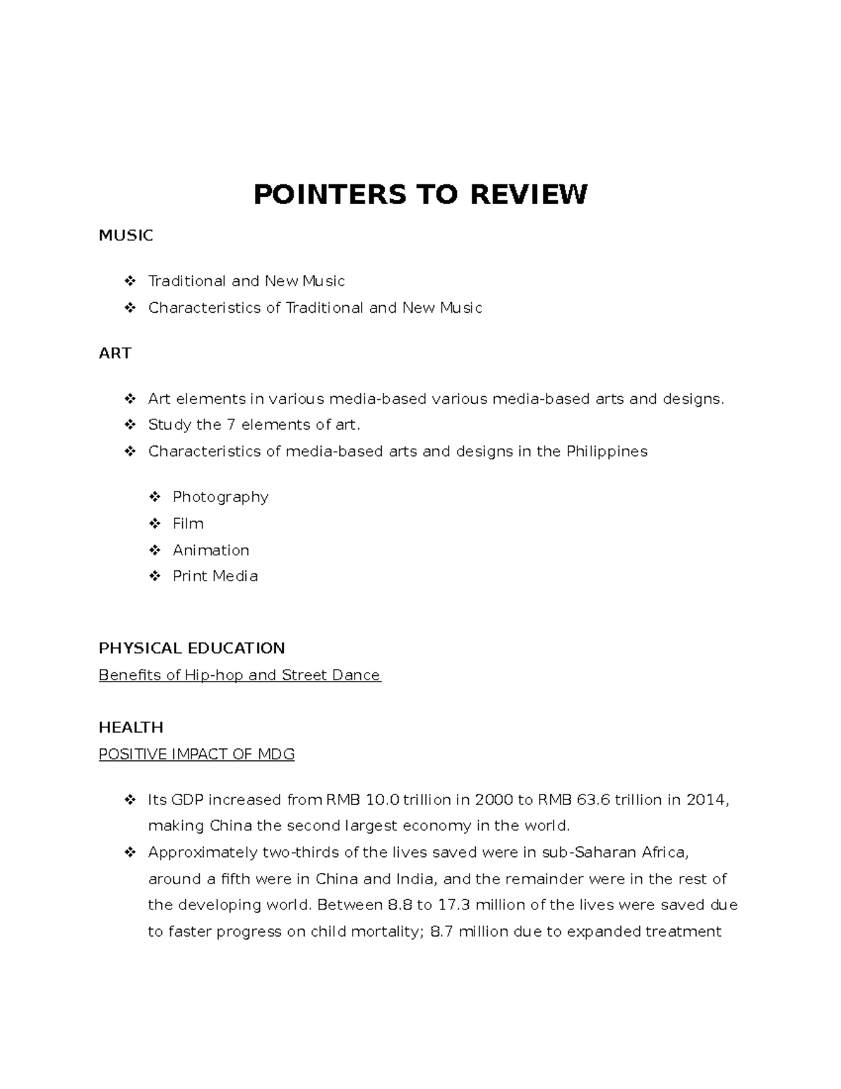 3RD Quarter Pointers TO Review POINTERS TO REVIEW MUSIC Traditional