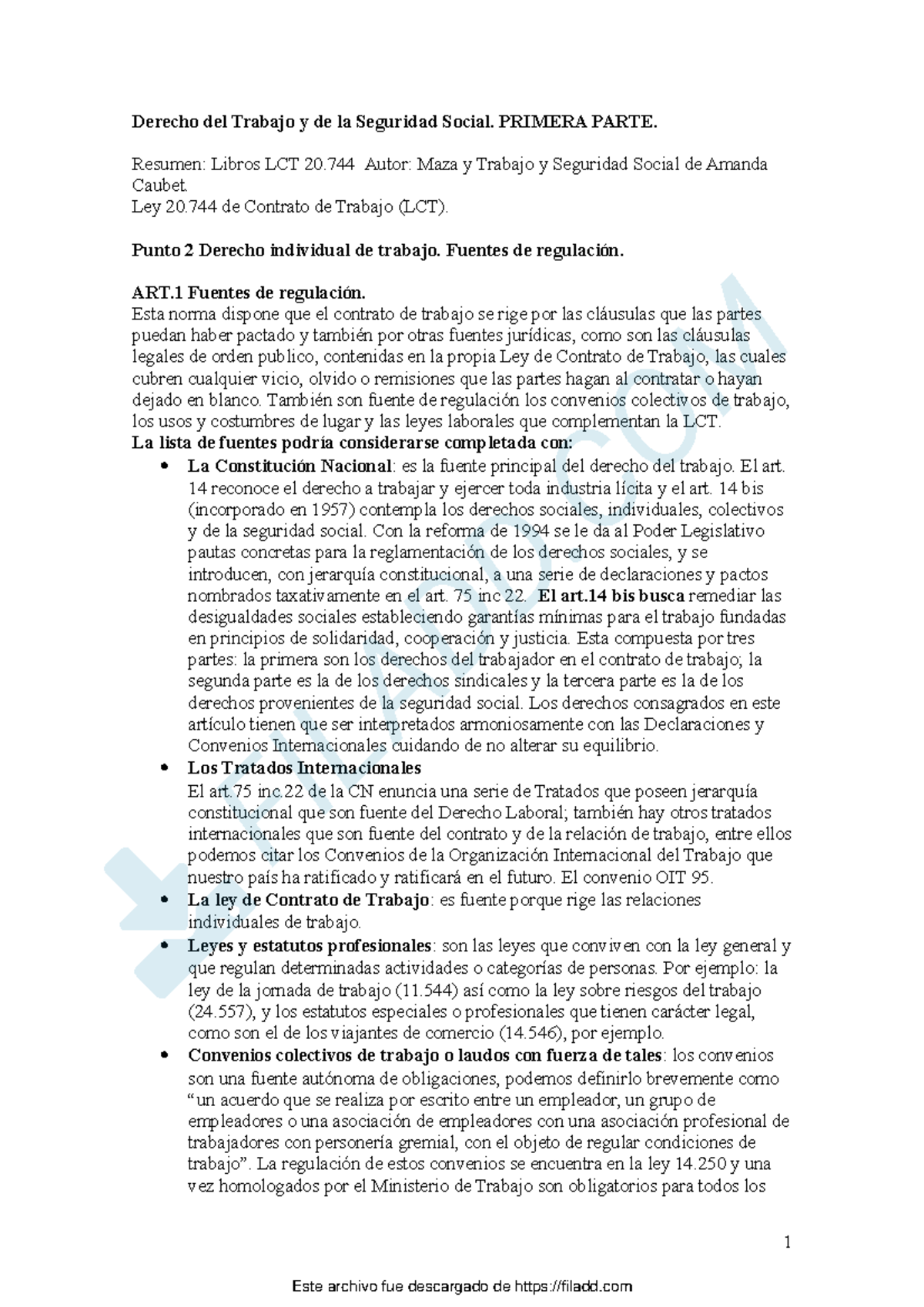 Resumen Derecho Laboral Etala y Caubet - Derecho del Trabajo y de la ...