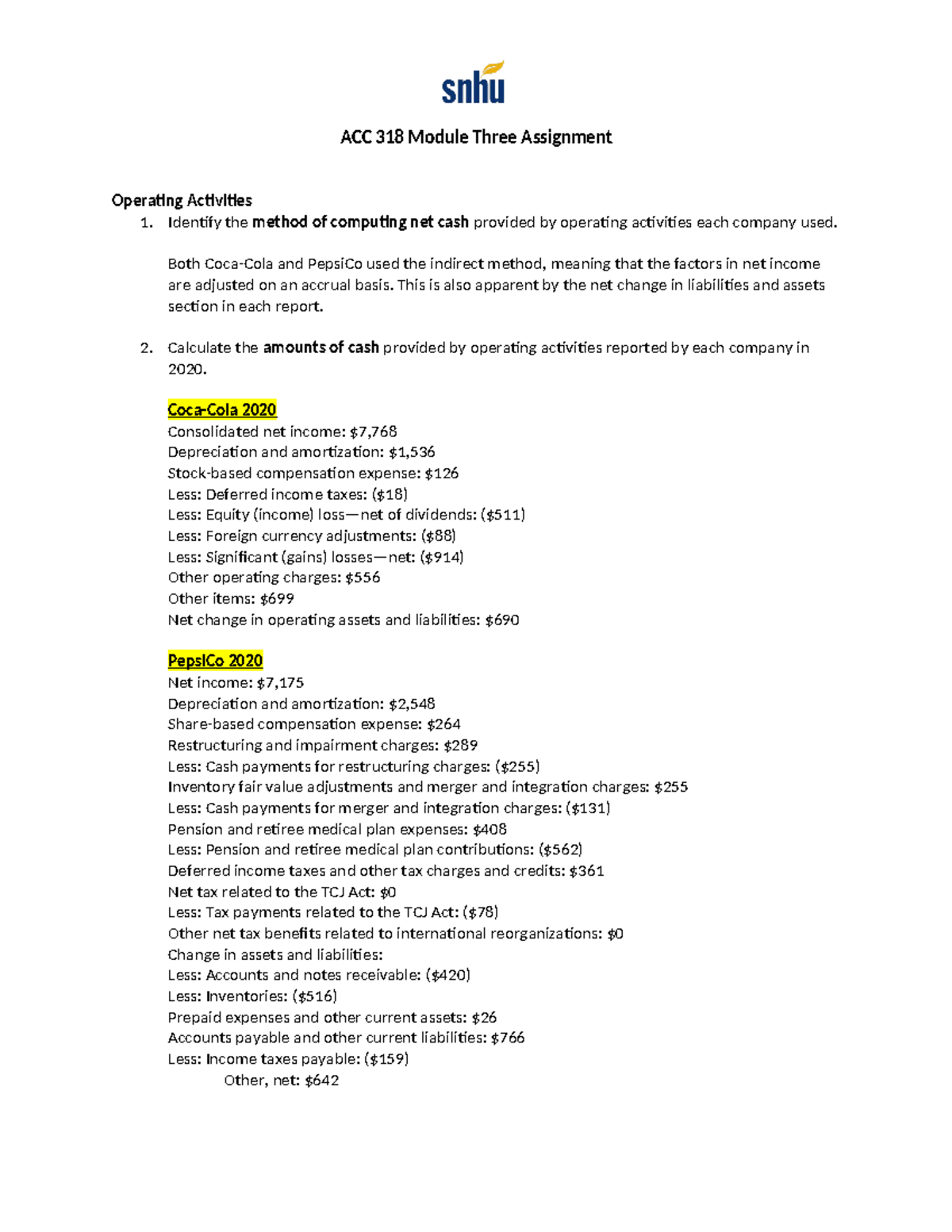 ACC 318 Module Three Assignment - ACC 318 Module Three Assignment ...