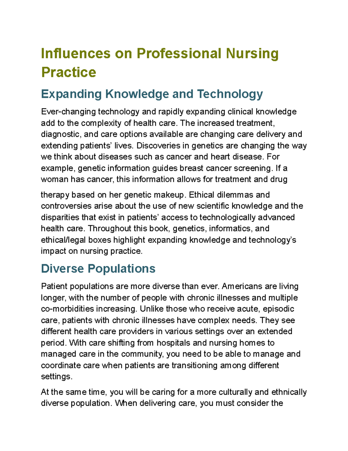 Influences on Professional Nursing Practice - Influences on ...