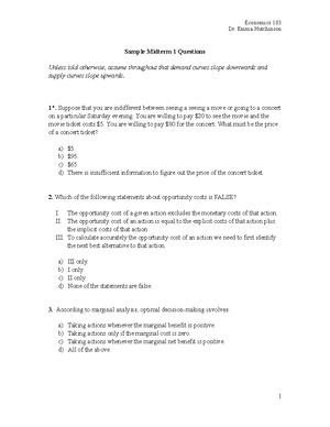 Sample/practice Exam 2018, Questions - Sample Midterm 2 Questions (Note ...