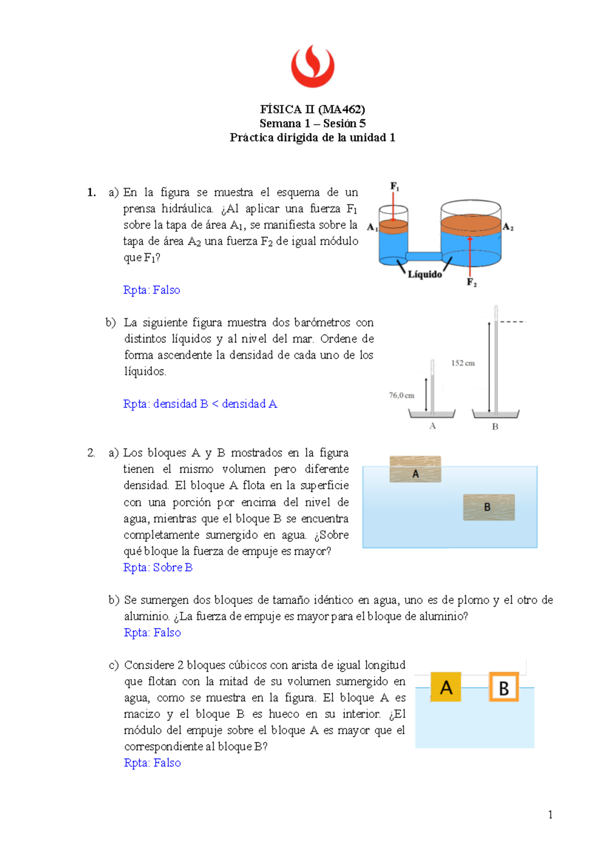 MA462 S01 DC4 PREG Repaso - 1 FÍSICA II (MA462) Semana 1 – Sesión 5 ...