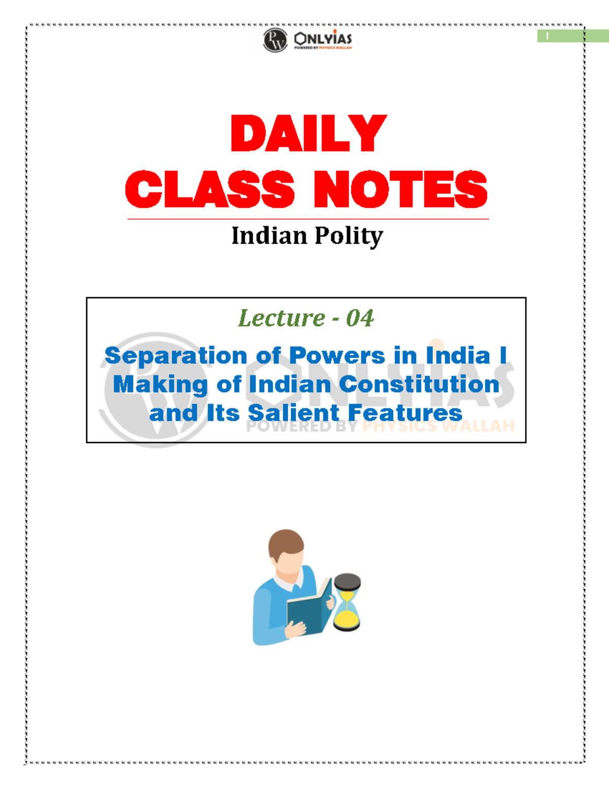 Polity 4 - Lecture Notes - Lecture - 04 Separation Of Powers In India L ...