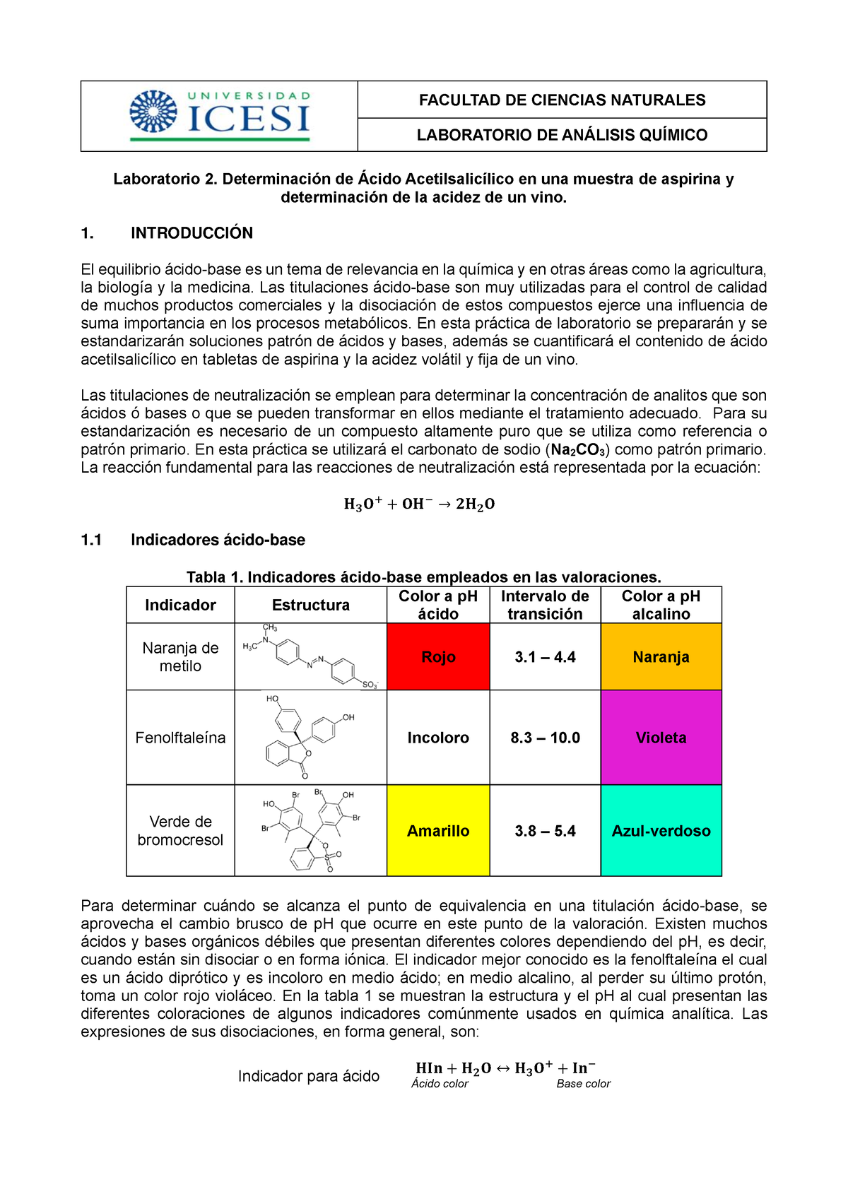 La B AQ Gu Ã­a # 2 Determinaci Ã³n De Acido Acetilsalicilico En ...