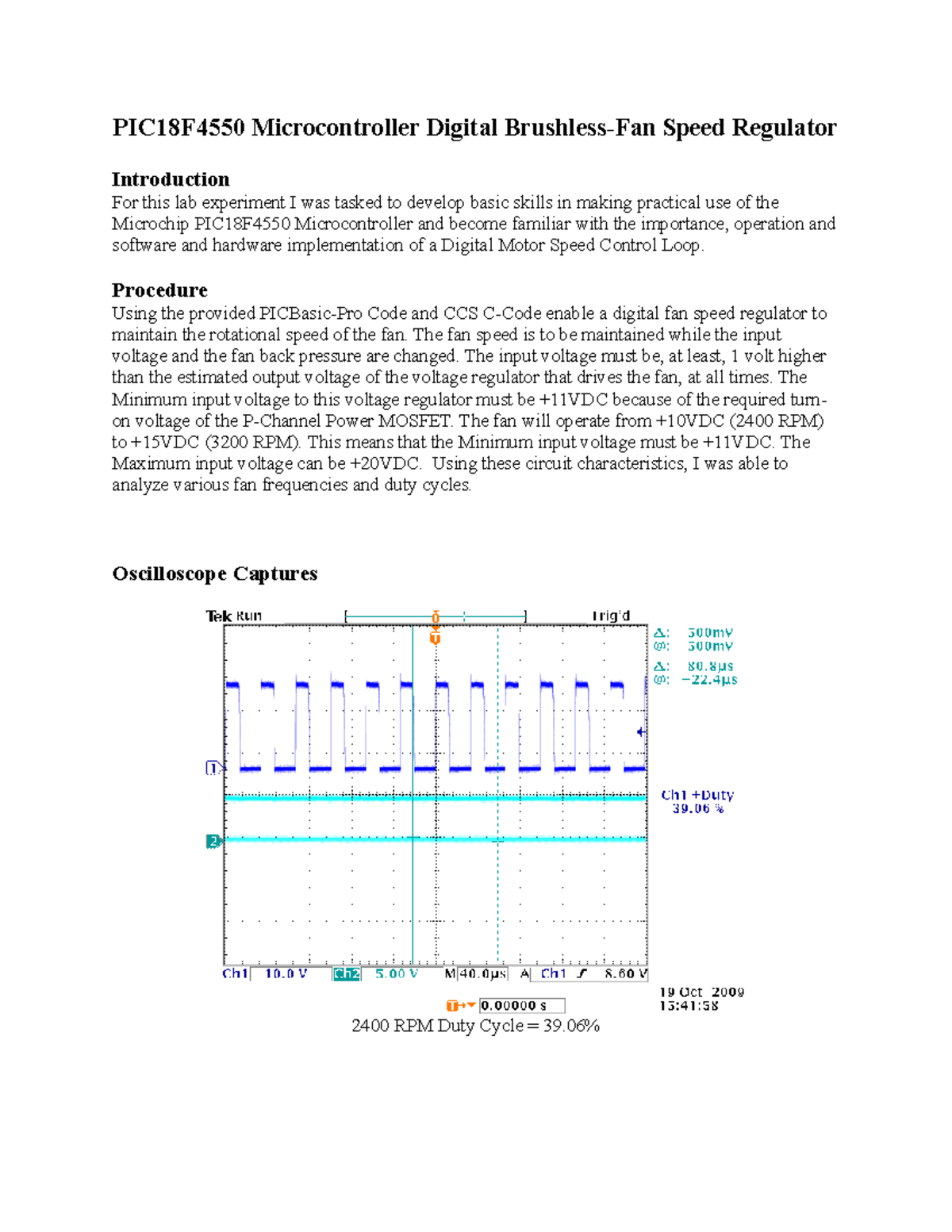 Lab3 Lab3 PIC18F4550 Microcontroller Digital BrushlessFan Speed