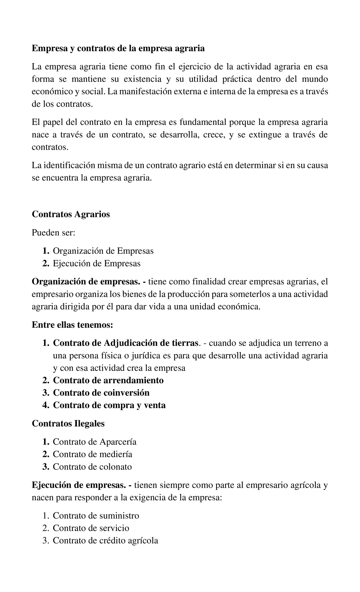 Empresa Y Contratos De La Empresa Agraria La Manifestaci N Externa E Interna De La Empresa Es