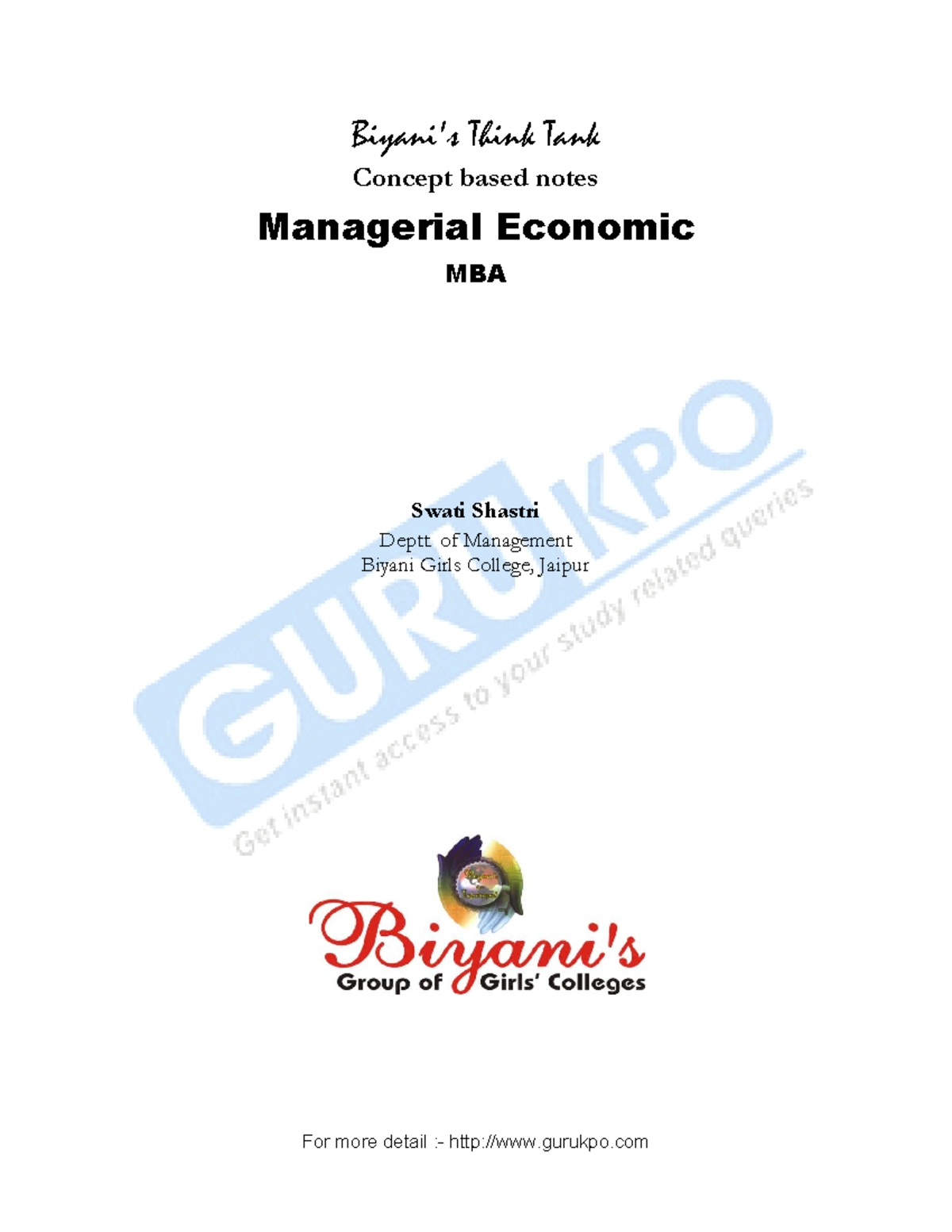 241153276 Managerial Economics MBA Notes - Biyani's Think Tank Concept ...
