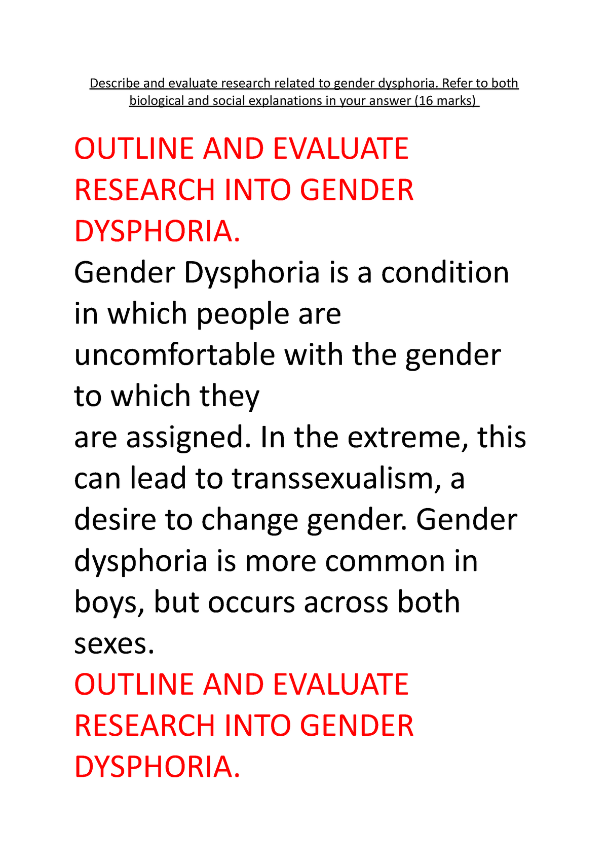 atypical gender development essay