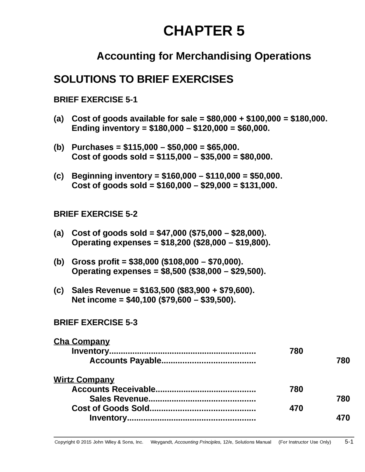 Ch05 - Solution To Textbook - CHAPTER 5 Accounting For Merchandising ...