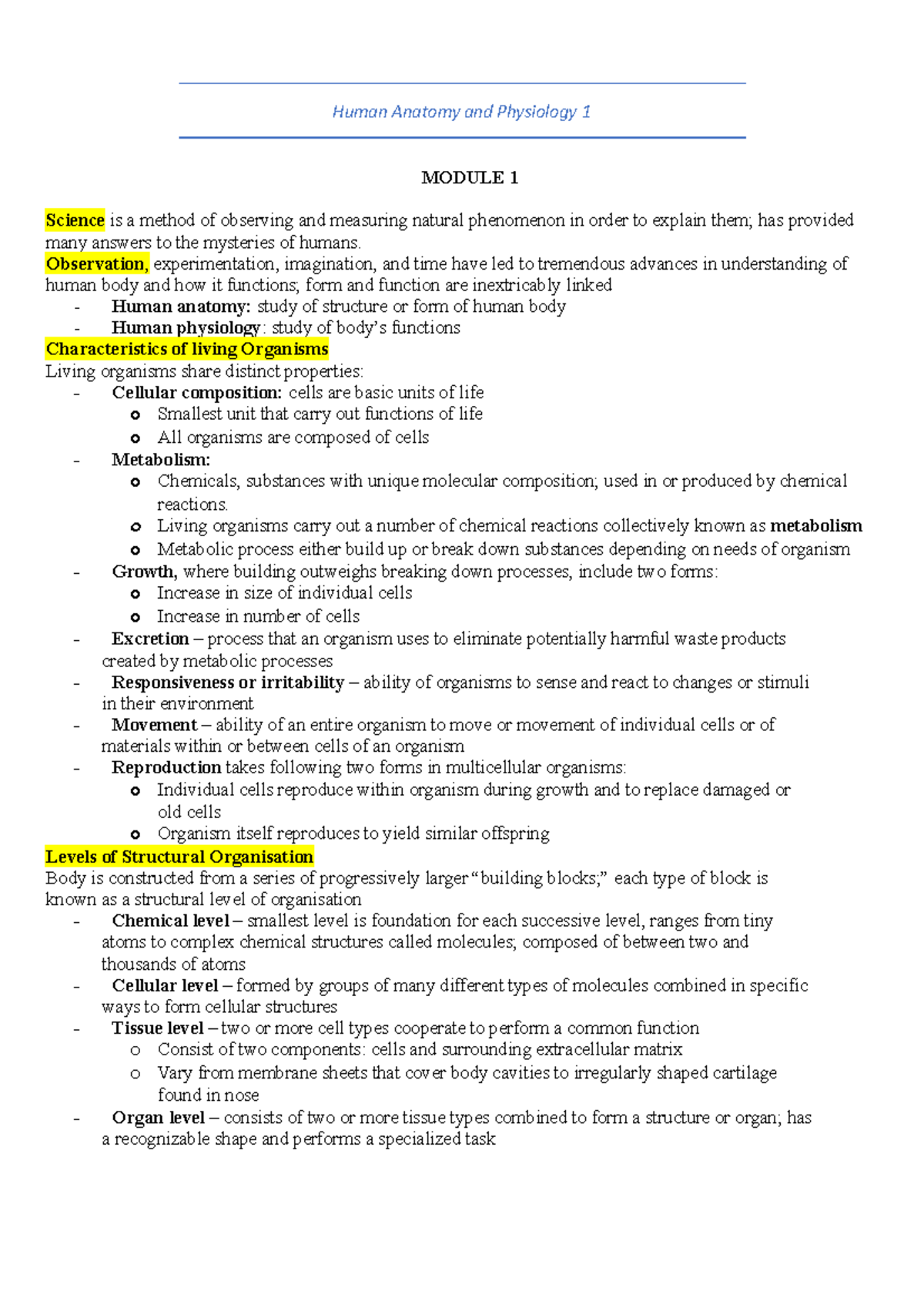 Human Anatomy And Physiology 1 Notes - Human Anatomy And Physiology 1 ...