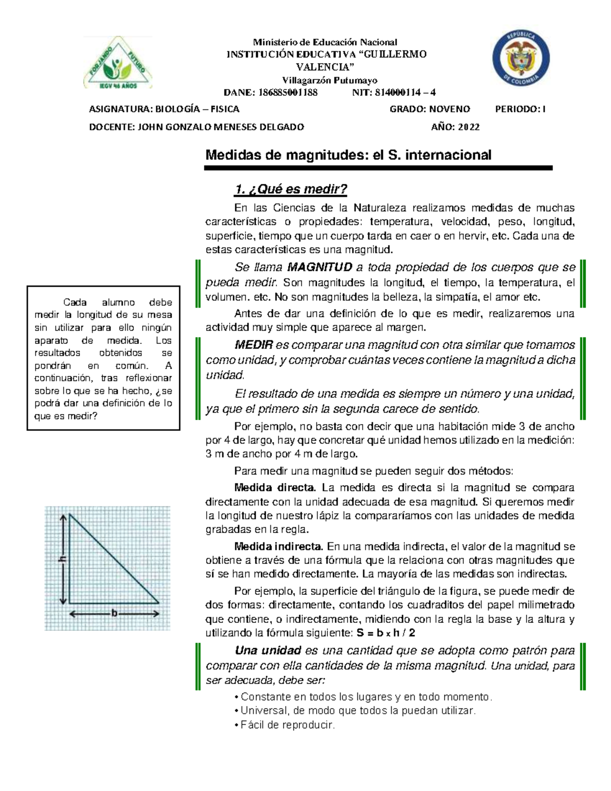 Magnitudes Y Factores De Conversión De Unidades En Los Presaberes Para ...