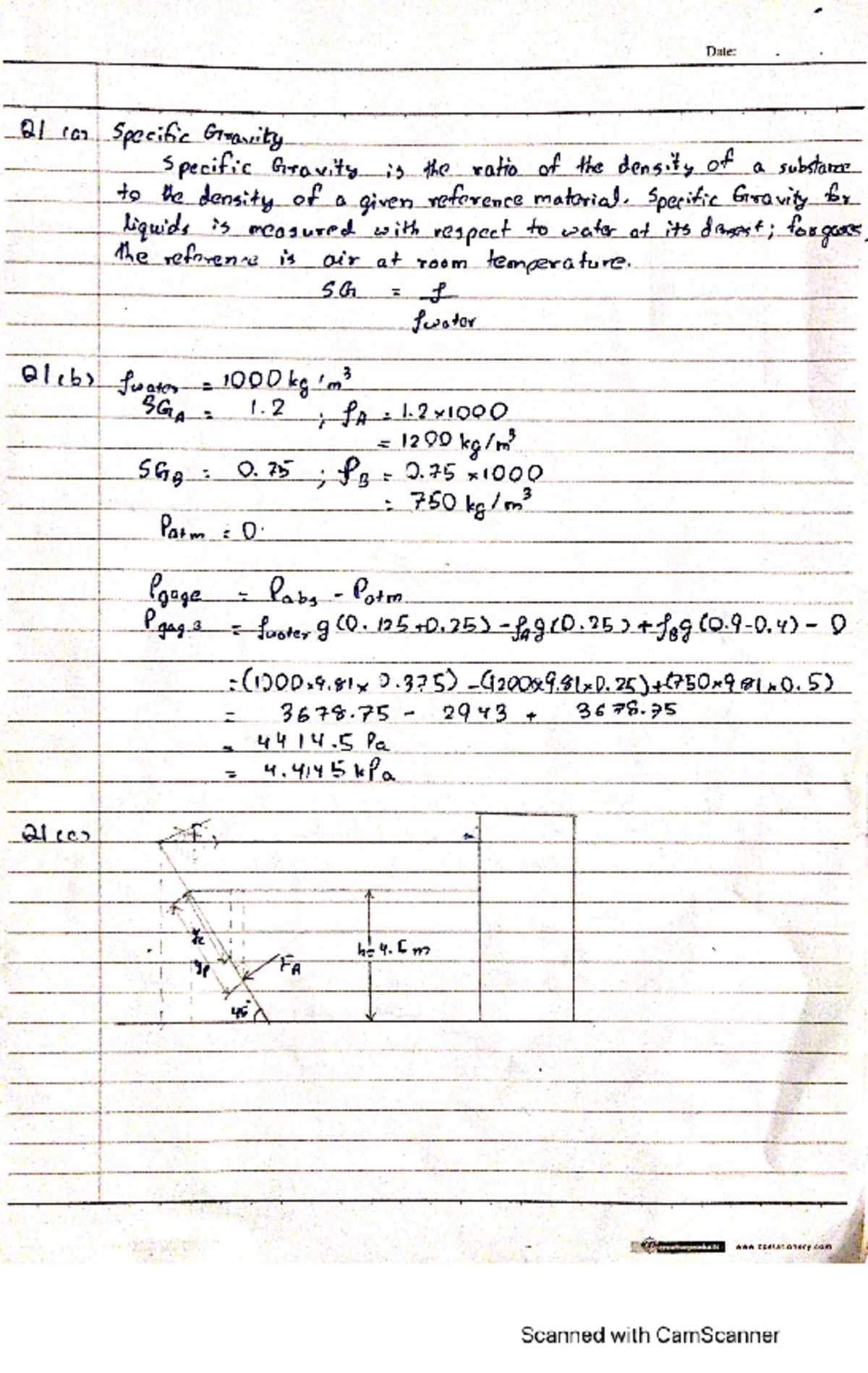 Assignment 1 Introduction to fluid mechanics - Studocu