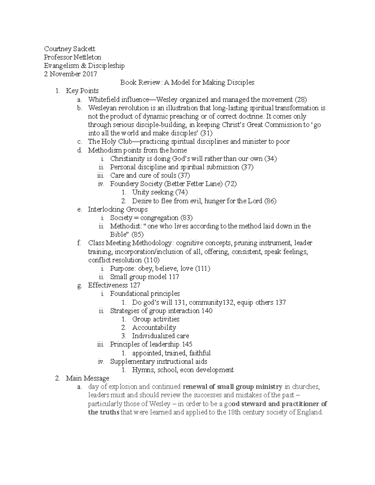 Book Review 2 Outline - Grade: A - Courtney Sackett Professor Nettleton ...