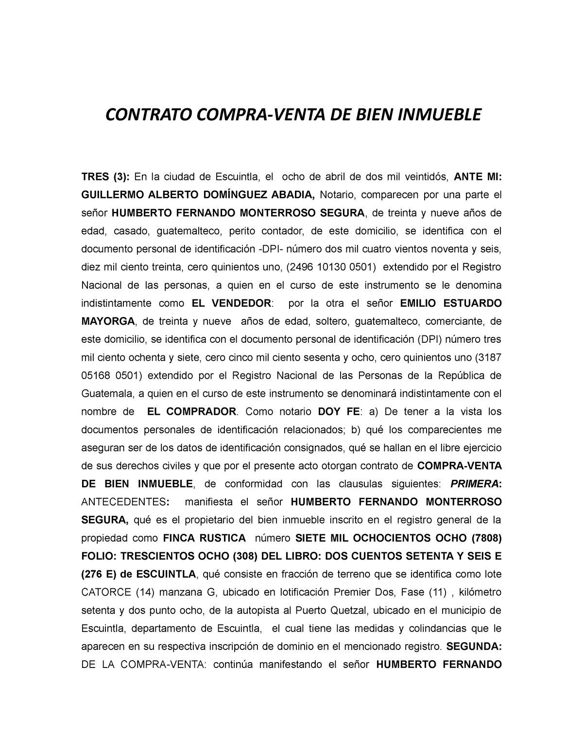 Contrato De Compra Venta De Bien Inmueble Civil V Contrato Compra Venta De Bien Inmueble Tres 0209