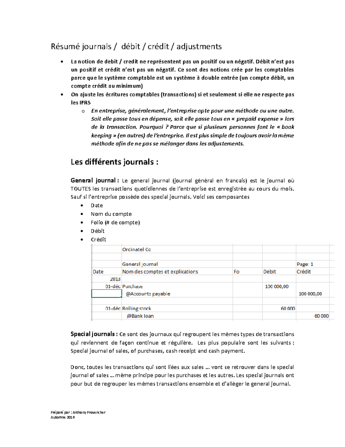 Note de cours compta - Résumé Presentation of Accounting Information ...