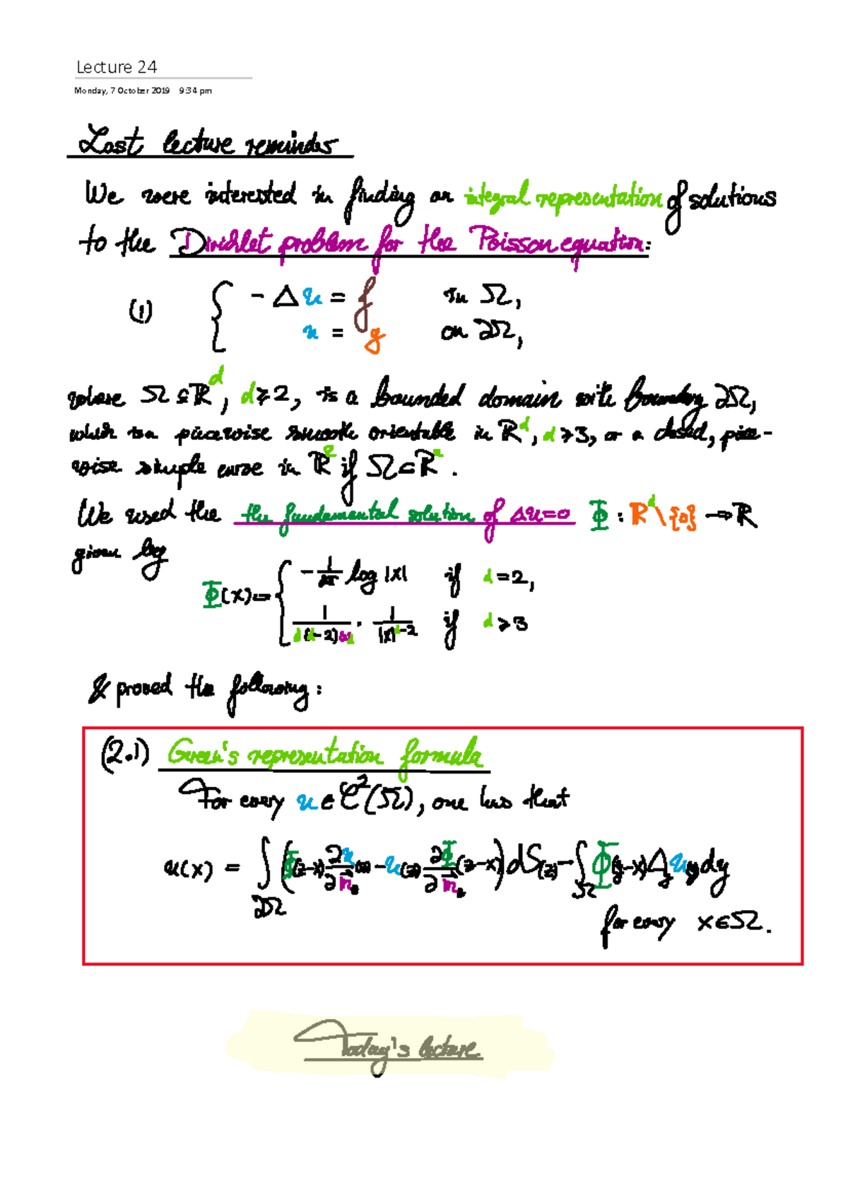 Lecture-9-24-Green Functions 3 - MATH3978 - Lecture 24 Monday, 7 ...