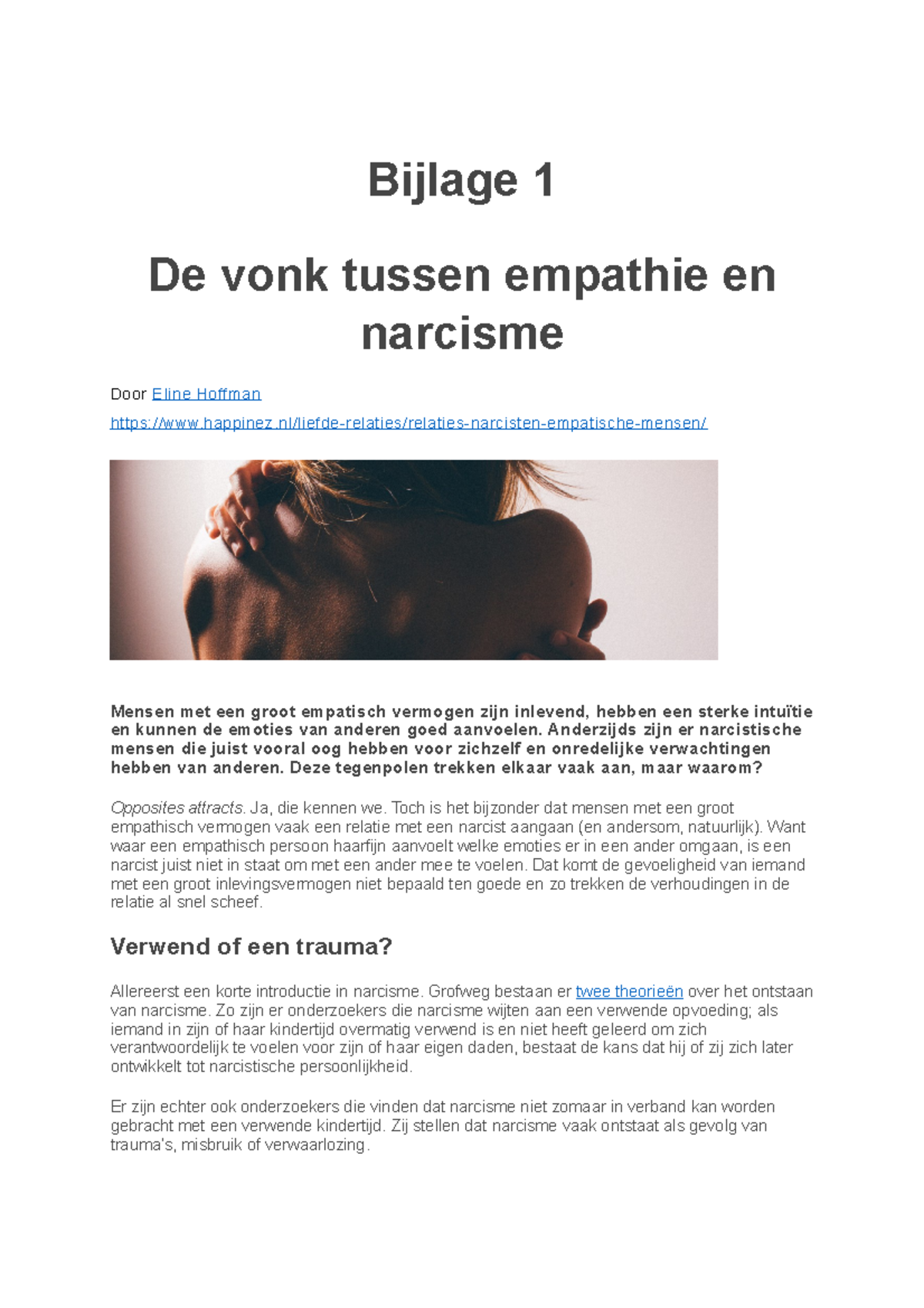 Bijlage 1 De Vonk Tussen Empathie En Narcisme - Bijlage 1 De Vonk ...