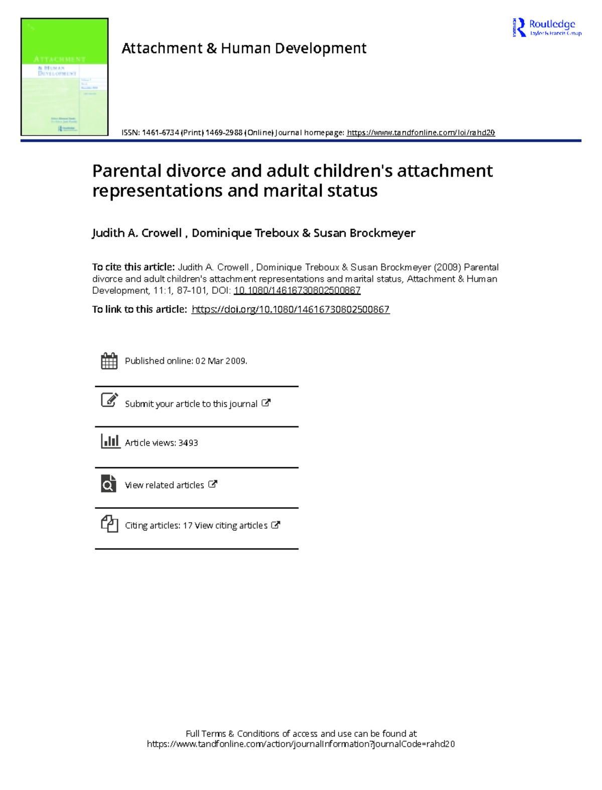 Parental divorce and adult children s attachment representations and ...