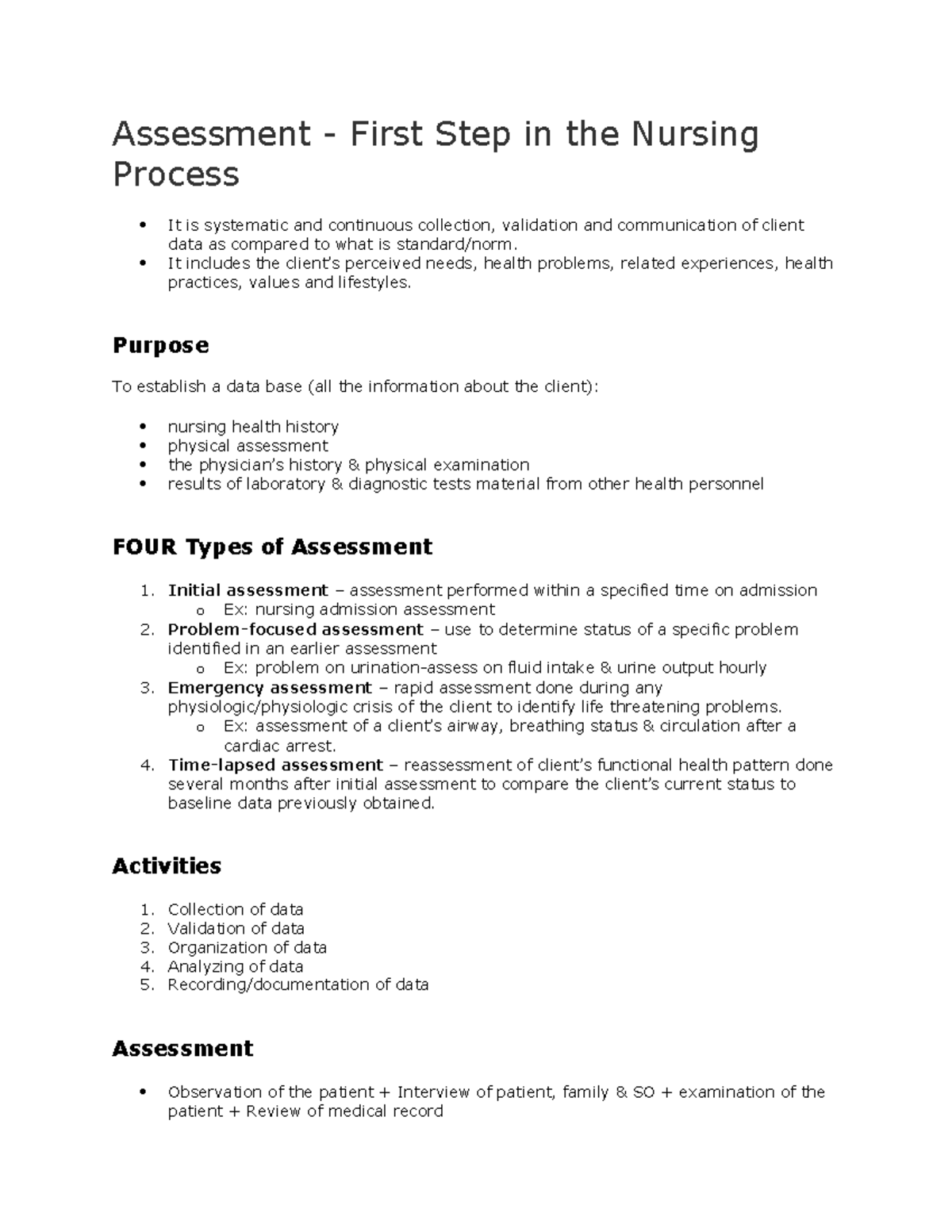 Health assessment first step nursing process - Assessment - First Step ...