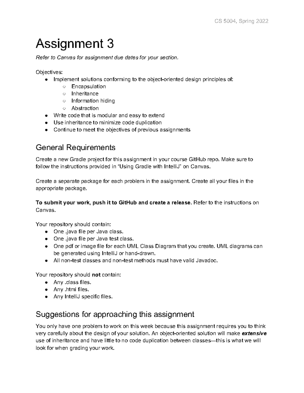 CS5004 2022Spring Assignment3 - Assignment 3 Refer to Canvas for assignment  due dates for your - StuDocu