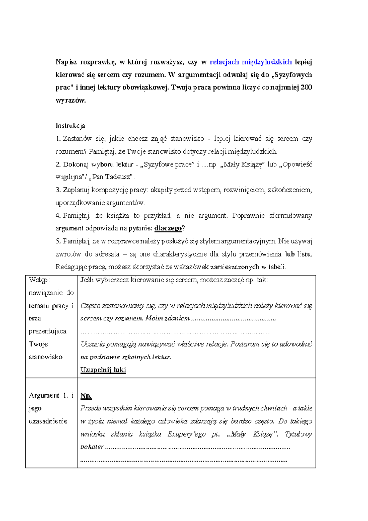 Material do rozprawki 1 - Napisz rozprawkę, w której rozważysz, czy w