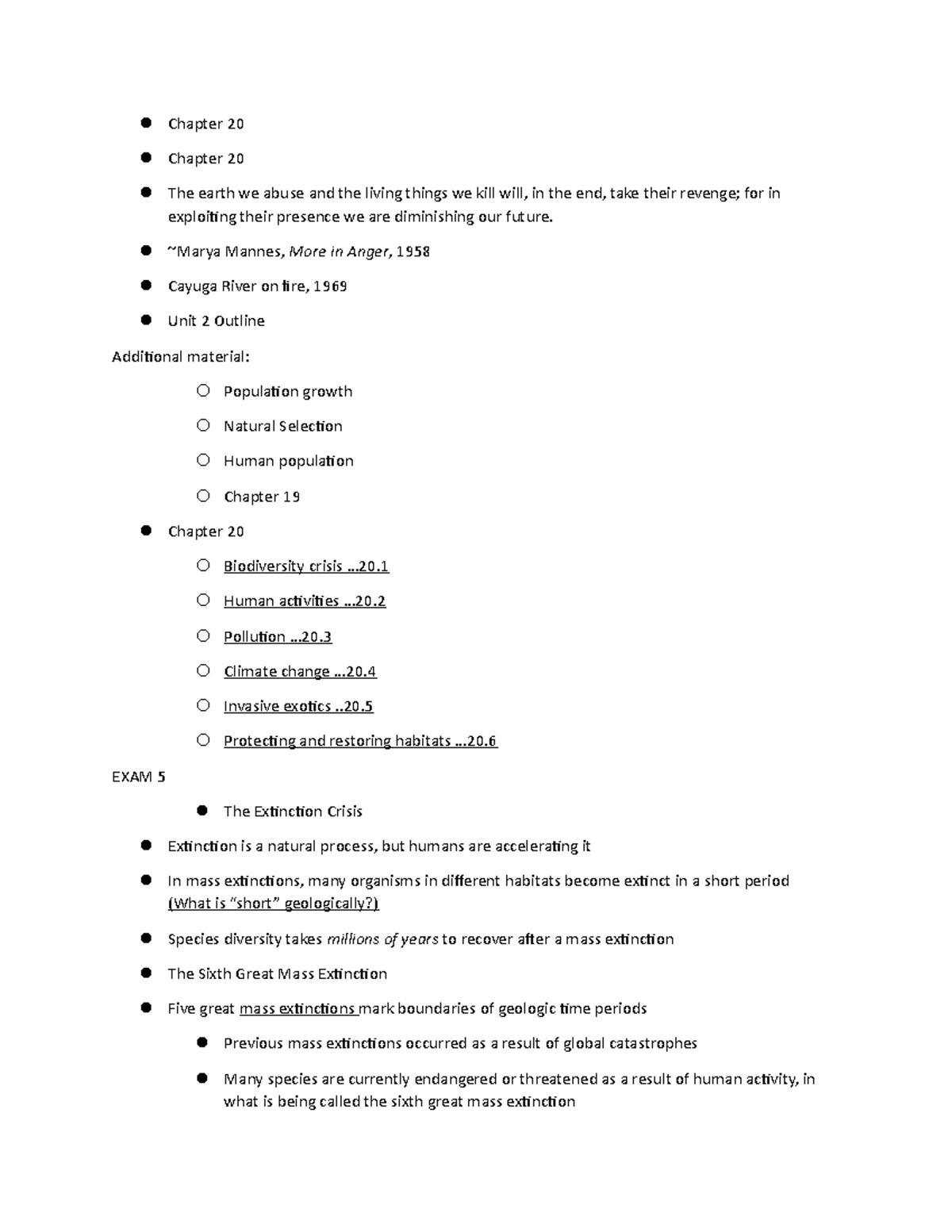 Chapter 20 Outline - Chapter 20 Chapter 20 The earth we abuse and the ...